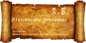 Kleinberger Benignusz névjegykártya
